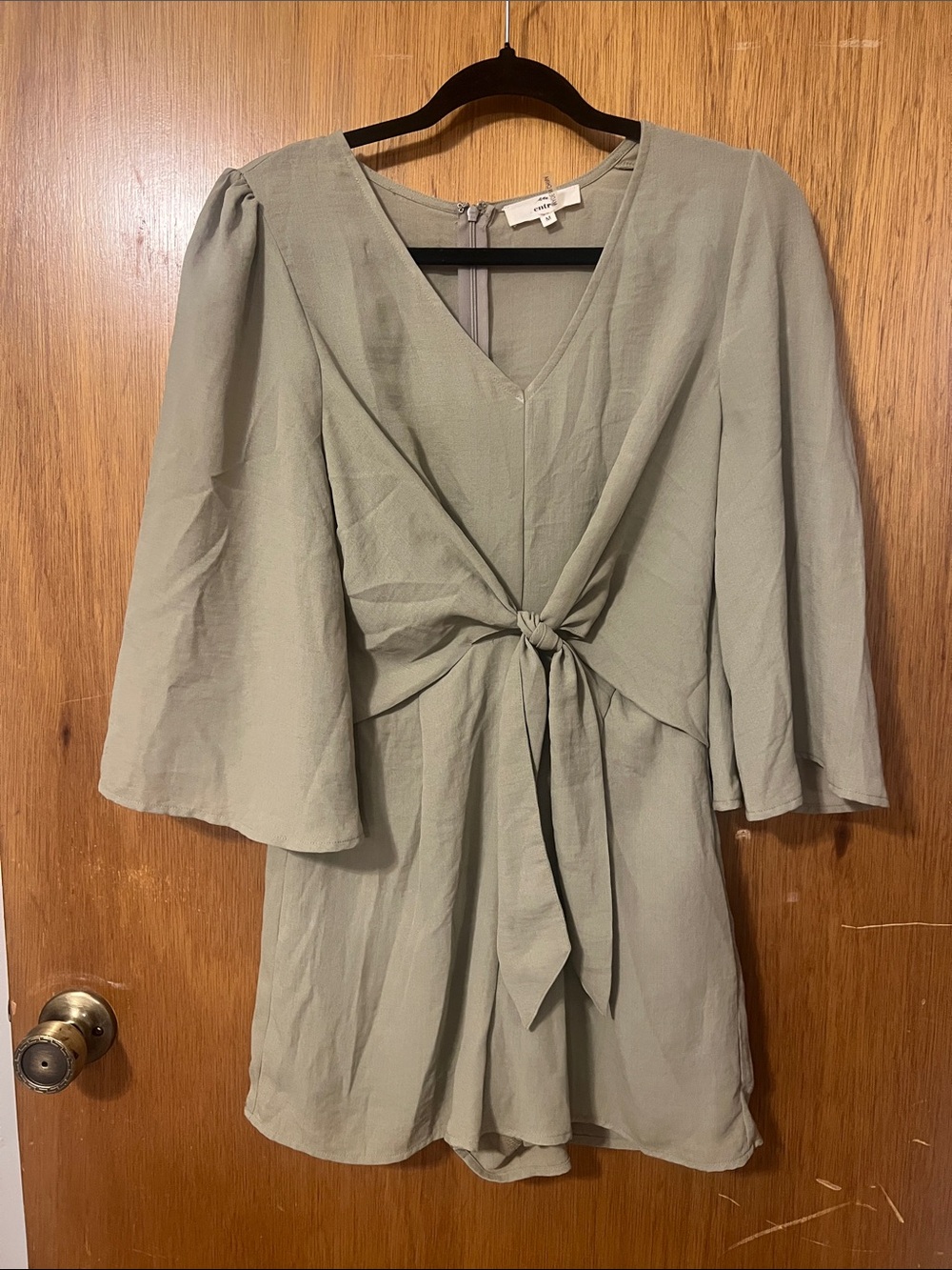 Light Sage Tie-Front V-Neck Women’s Romper